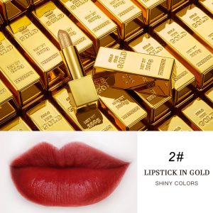 Glitter Retro Personality Lipstick Moisturizing Makeup Velvet Matte Gold Lipstick Waterproof