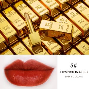 Glitter Fresh Beauty Lipstick Moisturizing Makeup Velvet Matte Gold Lipstick Waterproof