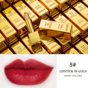 Glitter Sweet Heart Lipstick Moisturizing Makeup Velvet Matte Gold Lipstick Waterproof